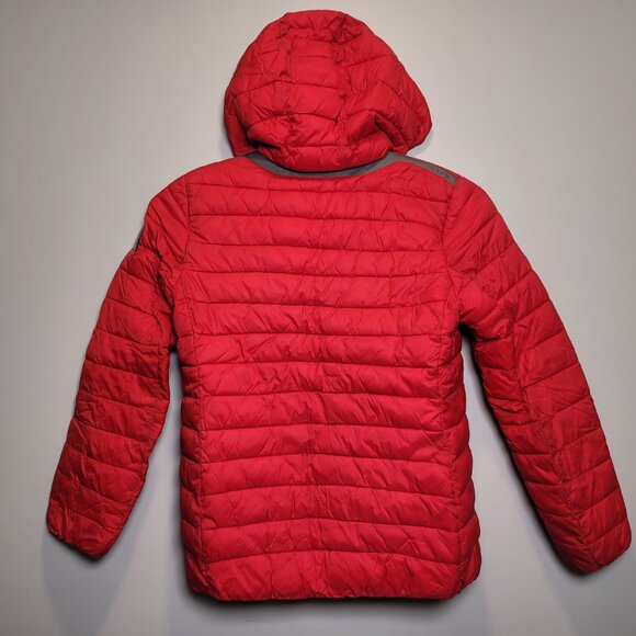 Boys' Red GEOX Hooded Puffer Jacket - Size 8 - Picture 3 of 5
